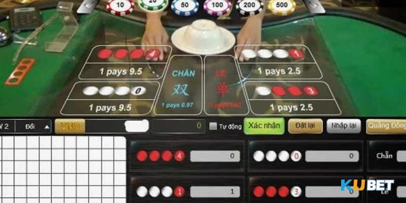 trong trò chơi xóc đĩa online kubet có sử dụng 4 quân vị, bát và đĩa